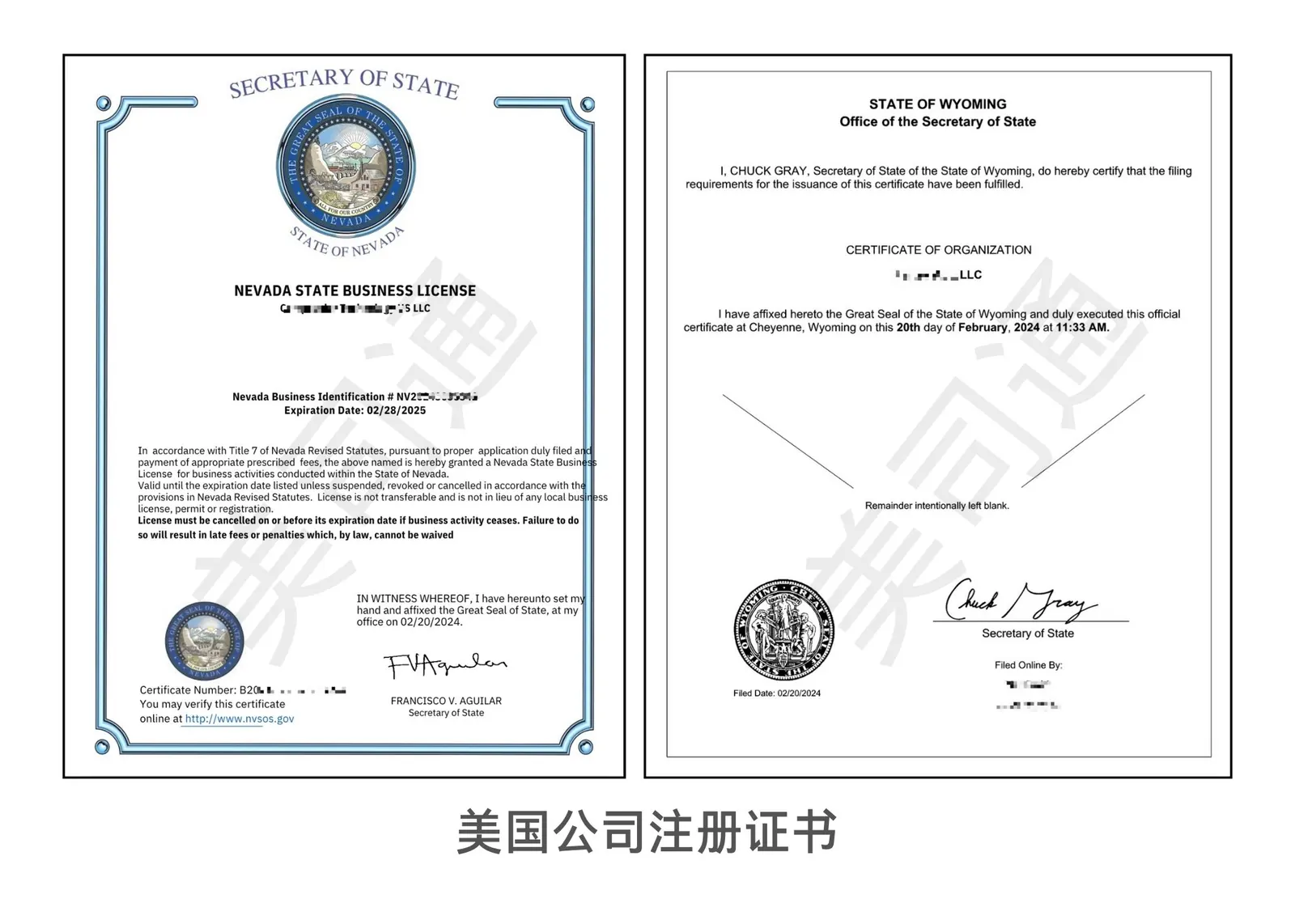 美司通交付的美国公司注册证书